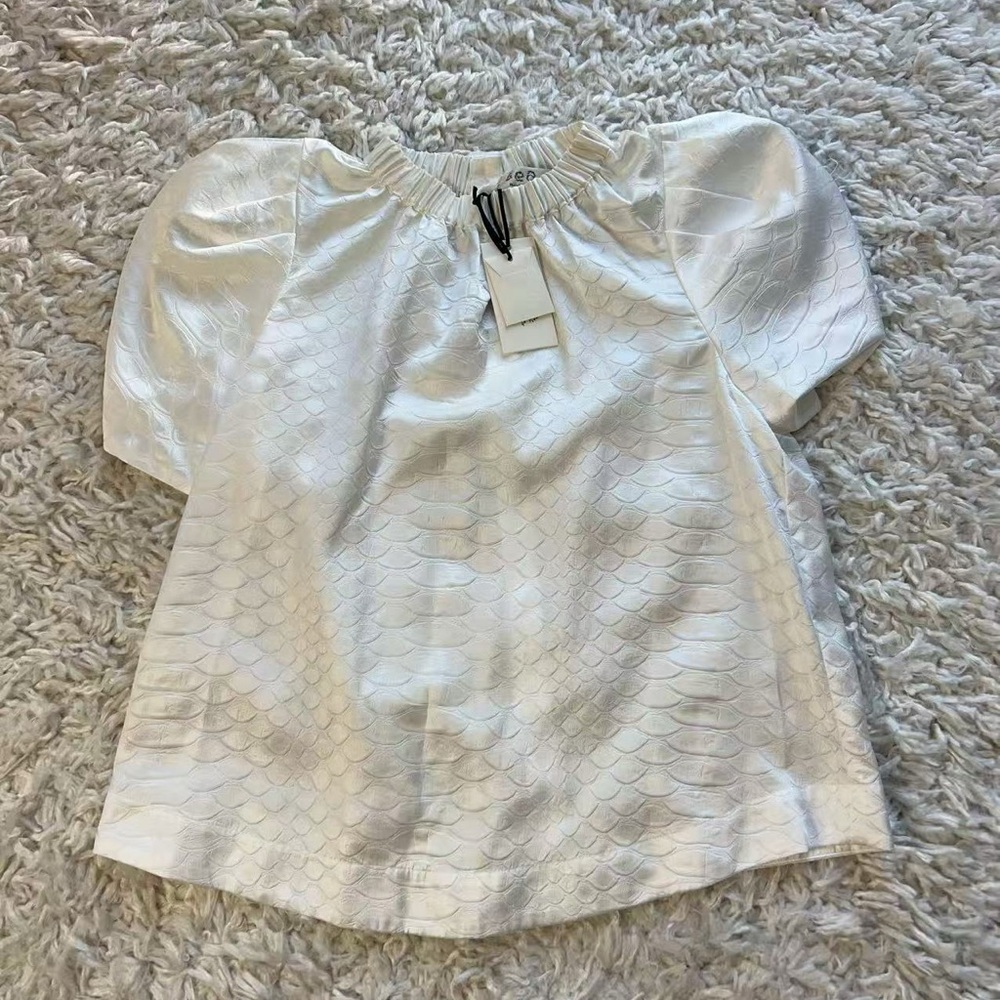 NWT Sea New York Simon Puff-Sleeve Top White Size 2